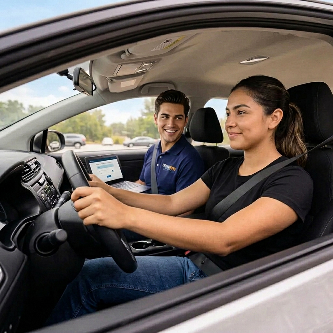Confident driver on the road